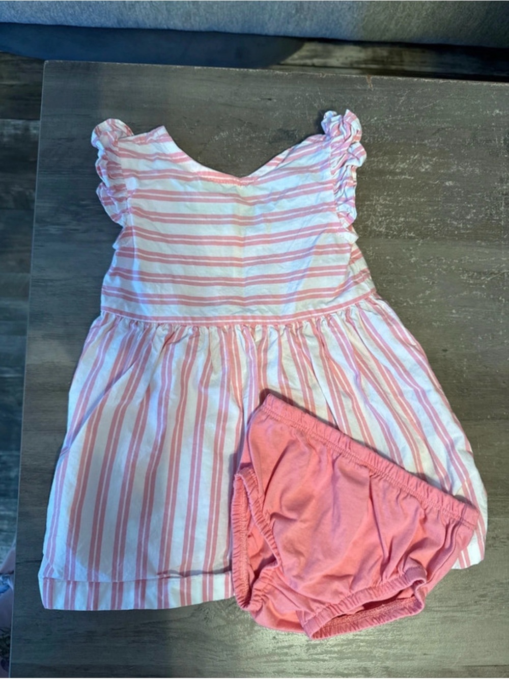 Carters Pink and White Striped Baby Dress with Matching Bloomers